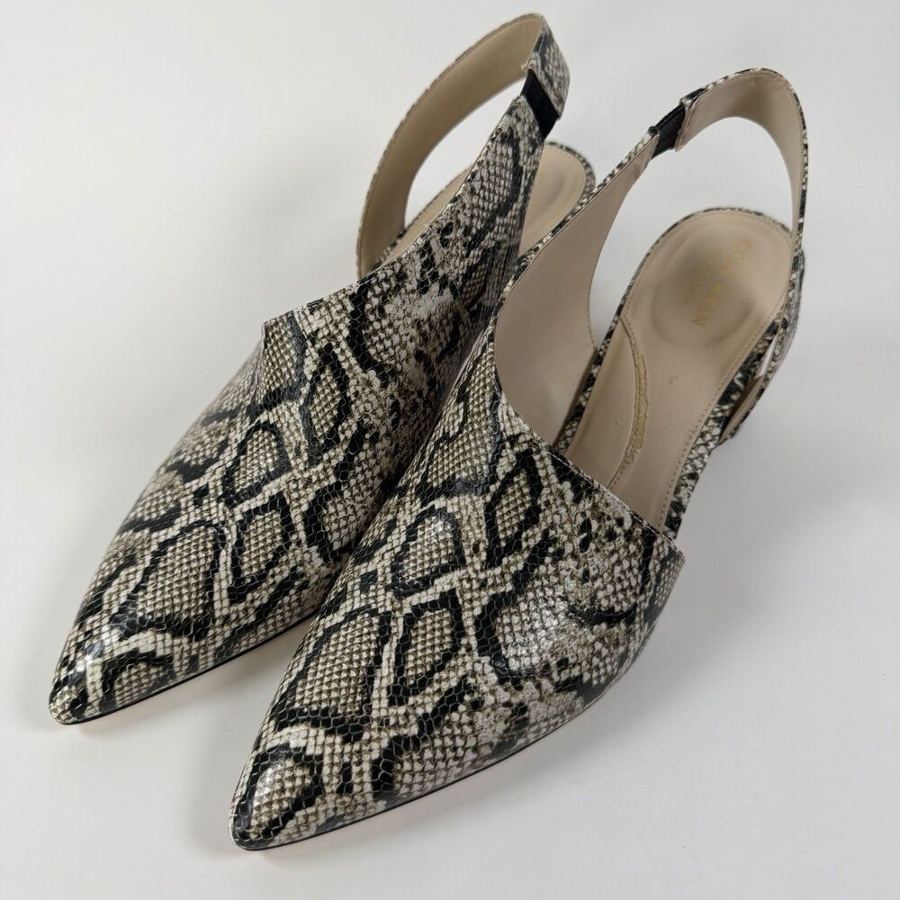 Cole Haan Grand Series Pumps Womens Phyton Slingback Embossed Leather Snake 10B - Picture 2 of 12